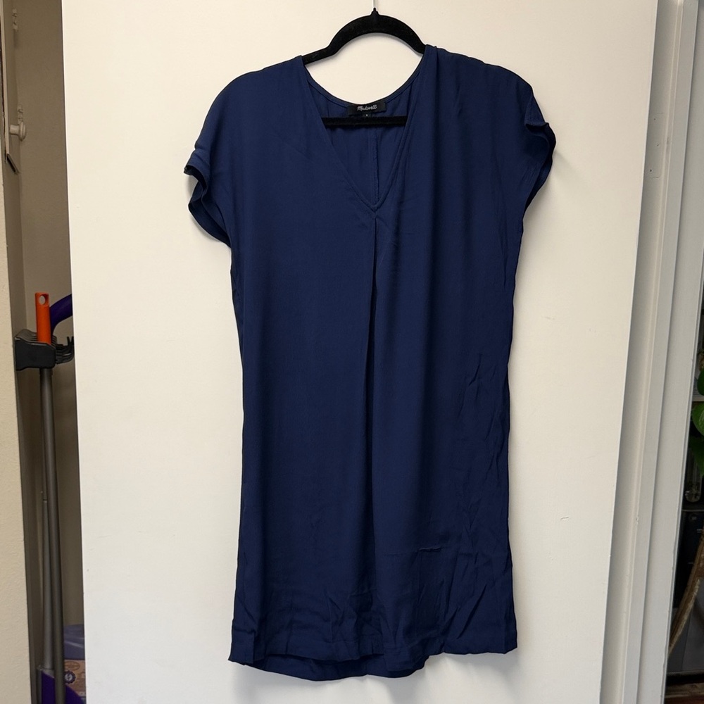 Madewell Deep Blue V-Neck Dress Size Small